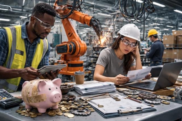 Hidden costs of automation in a U.S. factory with workers and robots