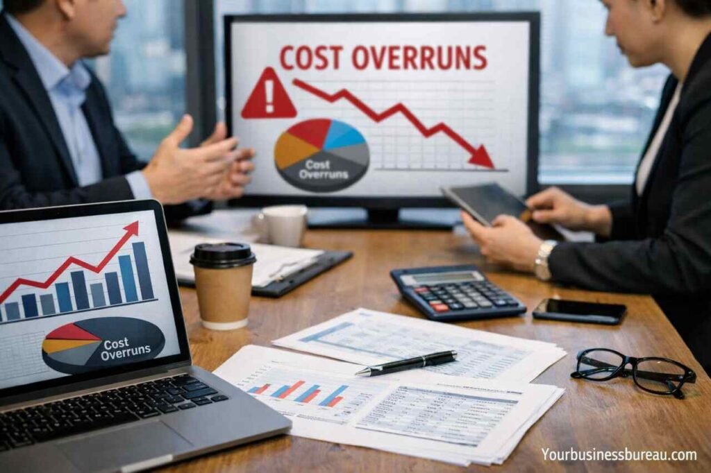 Technology cost overruns analysis in US business meeting