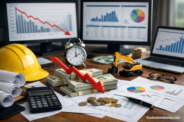 Cost overruns affecting financial performance and profitability charts