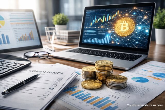 Cryptocurrency impact on business accounting and compliance workspace