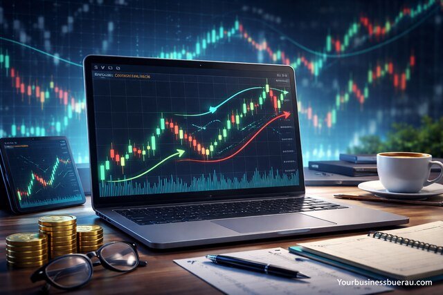Swing trading candlestick chart showing multi-day price trend analysis