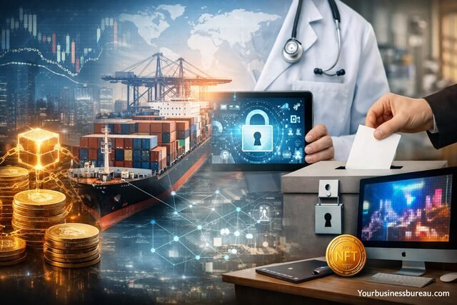 Blockchain applications in finance, healthcare, supply chain, and digital identity