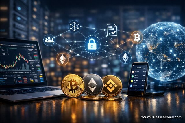 Decentralized crypto exchange with blockchain network and digital wallets