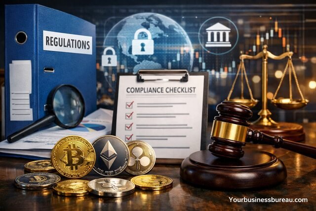 Crypto regulatory compliance and KYC security concept