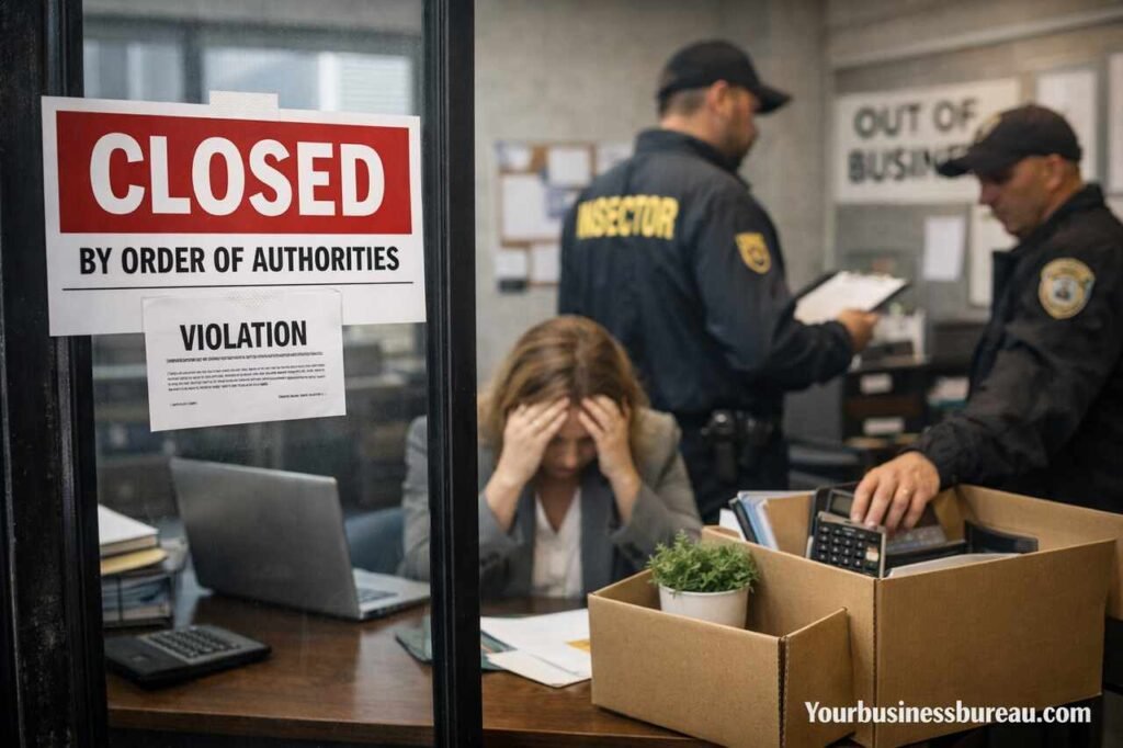 How Missing Business Licenses Shut Down US Companies: Legal, Operational, and Financial Impacts Business shut down by authorities over license violations.