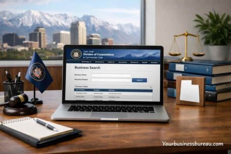 Utah Business Entity Search on the Utah Department of Commerce business registry website.