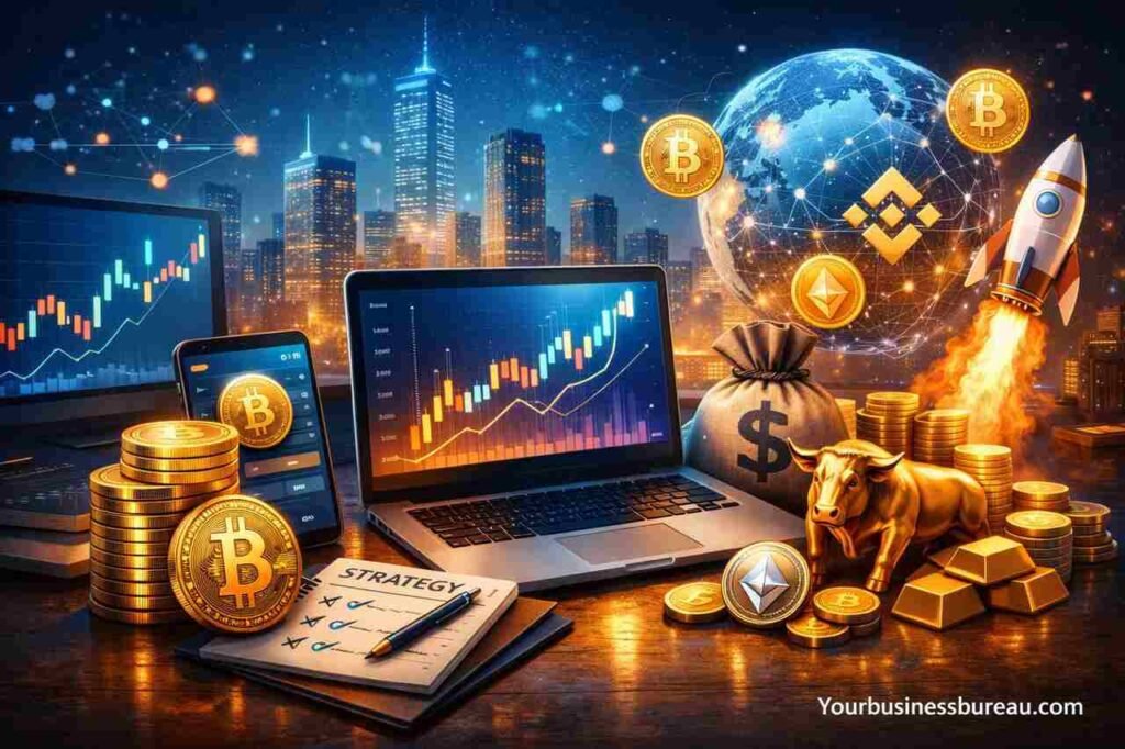 Robthecoins crypto earning and growth strategy illustration