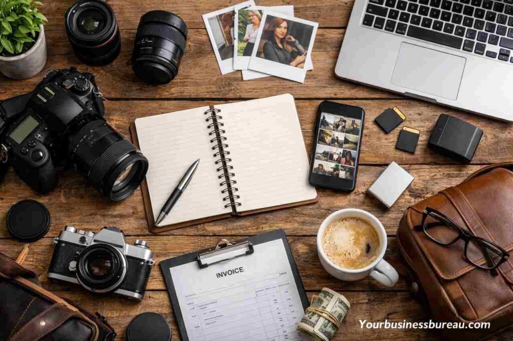 How to Start a Photography Business with Practical Steps, Real Experience, and Sustainable Growth Photography business tools setup with camera and laptop
