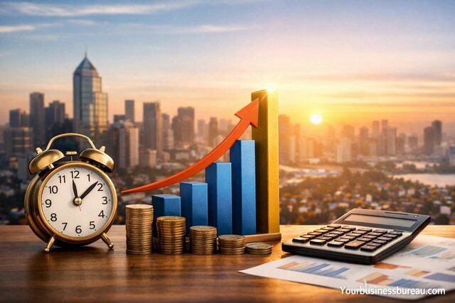 Peak phase of business cycle with rising income and financial growth