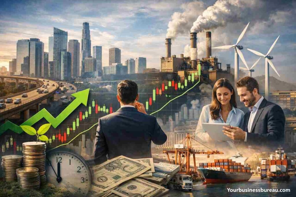 Sustainable growth challenges in competitive US markets concept with business strategy and economic growth