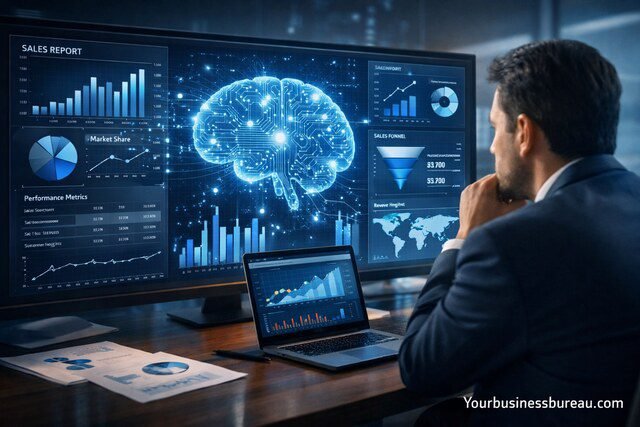 AI sales analytics dashboard with business insights