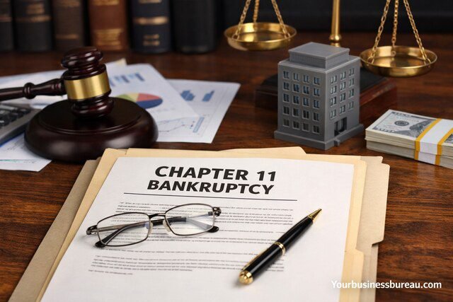Chapter 11 bankruptcy business restructuring concept