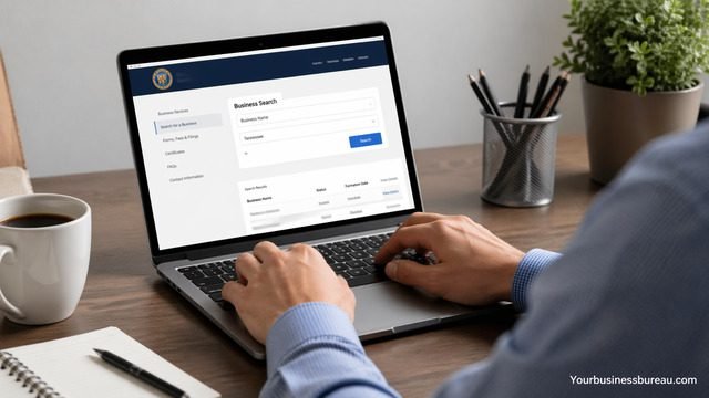 Tennessee business search on laptop