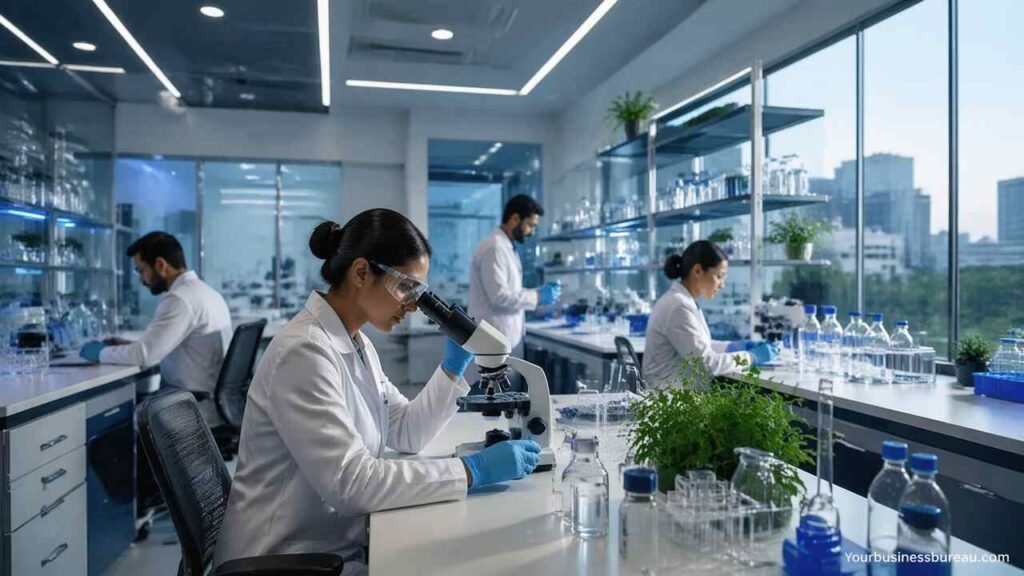 Modern lab with scientists using advanced equipment