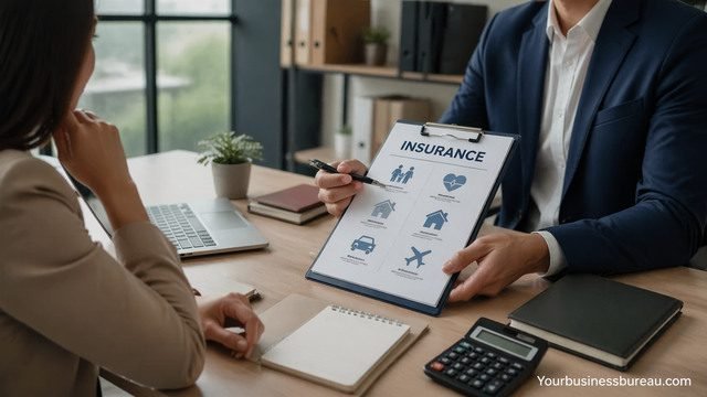 Business insurance advisor discussing coverage options with a client