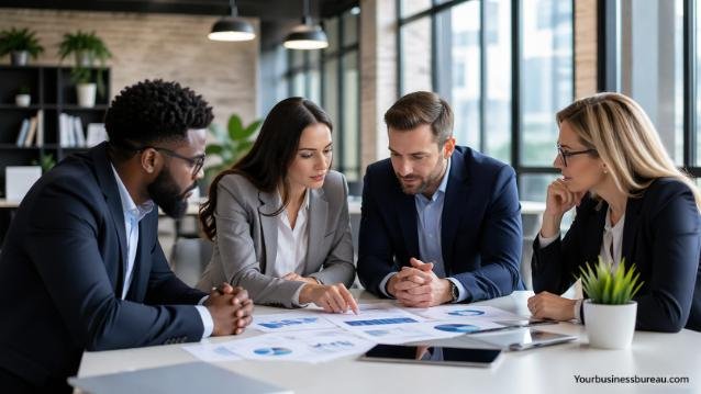 Business team discussing strategy in office