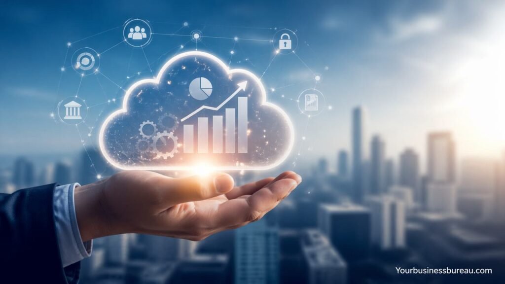 Cloud ERP system with business analytics in cloud