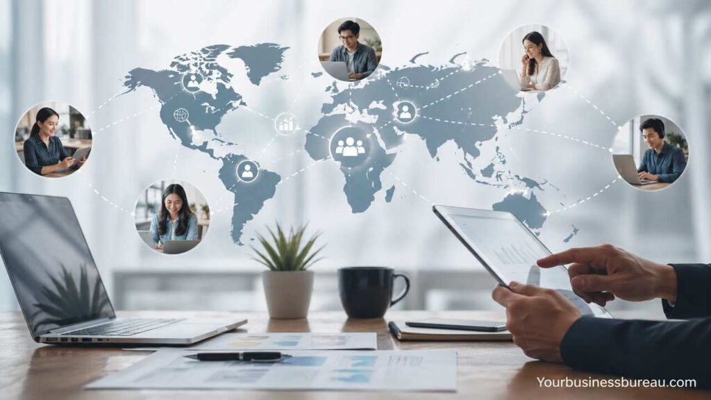 Outsourcing strategy for business growth with global team network