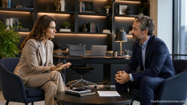 Executive coaching session in a modern office