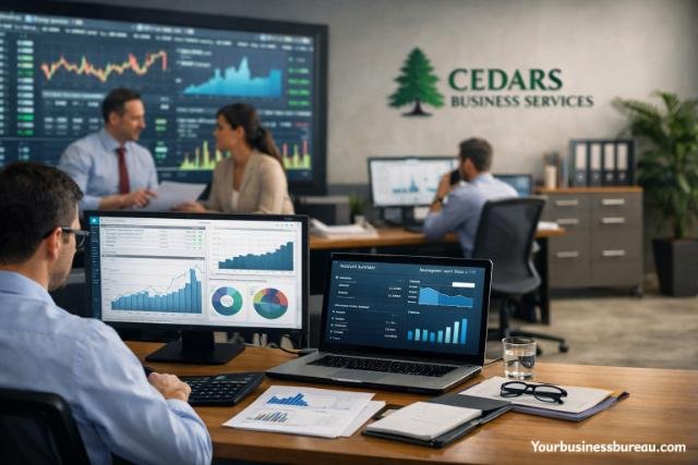Cedars Business Services financial management team analyzing reports