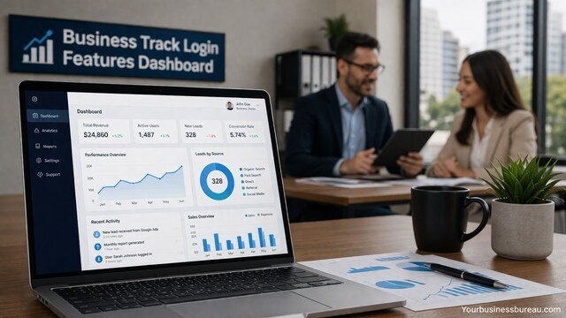 Business dashboard with analytics after login