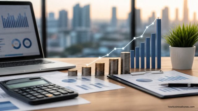 AUM calculation financial charts with coins and calculator