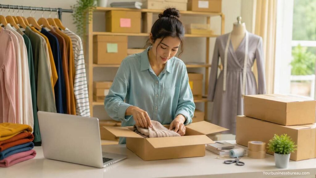 How to Start a Small Clothing Business from Home Woman starting a small clothing business from home