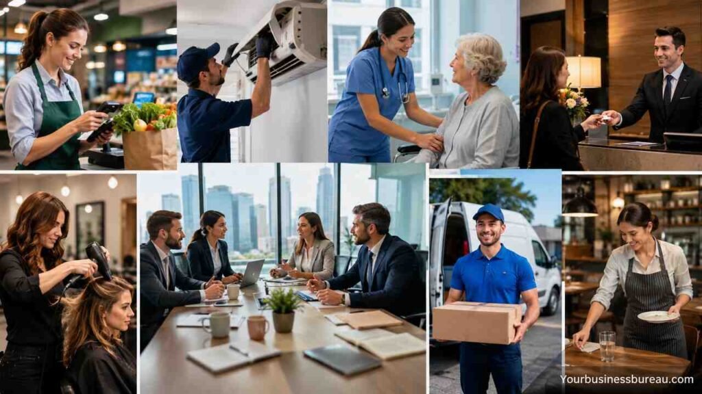 What Companies Are in the Consumer Services Field? Top Industries, Brands, and Career Opportunities Professionals working in retail, healthcare, hospitality, delivery, and business service industries