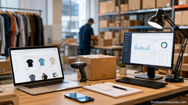 Modern ecommerce and store operations workspace with inventory and online sales management
