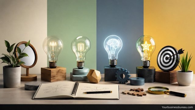 Creative branding concept with symbolic design elements and business naming inspiration