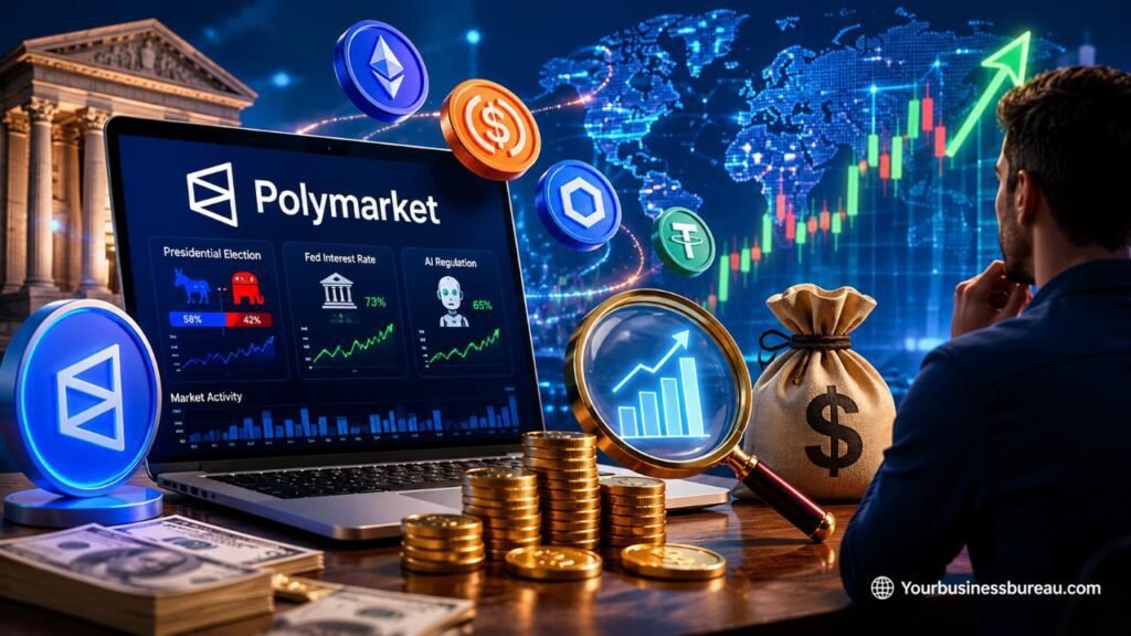 How Does Polymarket Make Money? Revenue Model, Market Structure, and Business Strategy Polymarket revenue model and crypto prediction market dashboard
