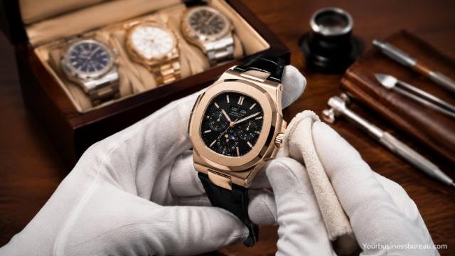 Luxury Patek Philippe watch being professionally cleaned and maintained