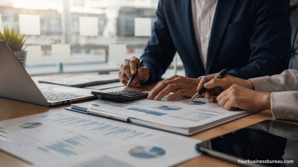 Top Business Loans: Compare the Best Financing Options for Every Business Stage Business professionals reviewing loan and financing documents in a modern office