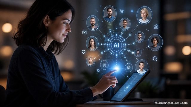AI personalization network with user data connections on tablet interface