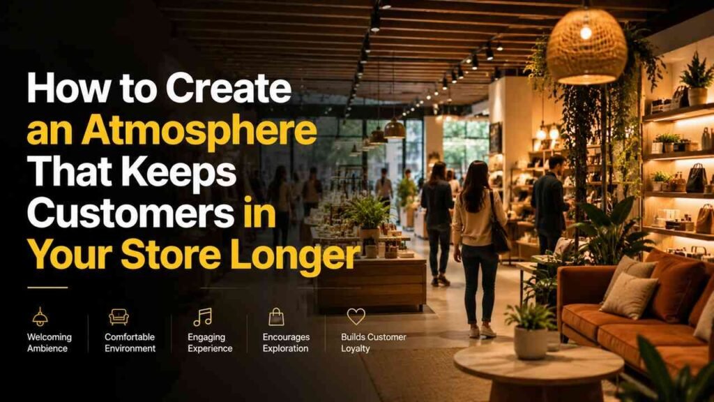 How to Create an Atmosphere That Keeps Customers in Your Store Longer Warm and inviting retail store atmosphere with customers shopping comfortably indoors.
