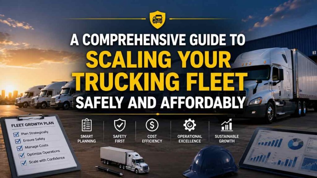 A Comprehensive Guide to Scaling Your Trucking Fleet Safely and Affordably Growing trucking fleet with focus on safety and affordability