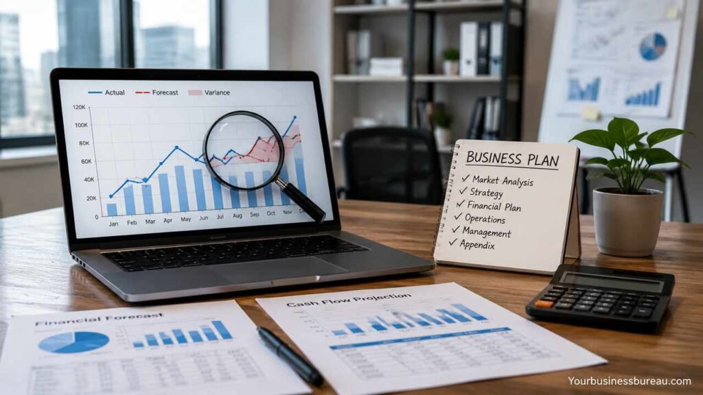 Financial forecasting errors in US business plans analysis