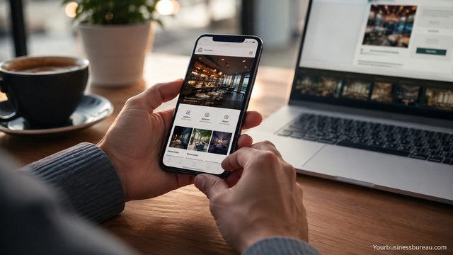 Customer using a mobile-friendly small business website on a smartphone