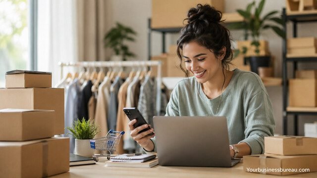 Young entrepreneur managing a social commerce business online