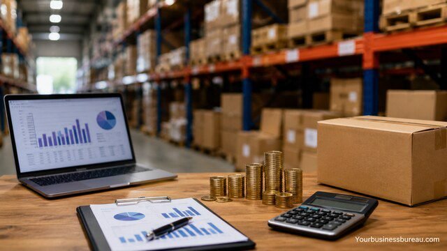 Warehouse inventory carrying cost management with financial analysis