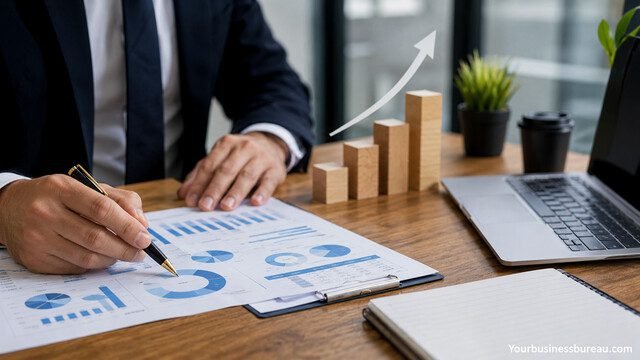 Business professional aligning financial strategy with long-term growth goals