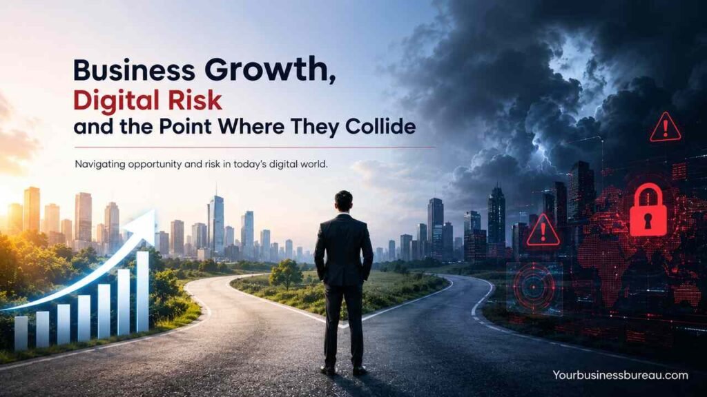 Business Growth, Digital Risk and the Point Where They Collide Business leader navigating the intersection of business growth and digital risk.