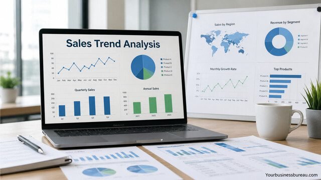 Sales trend analysis dashboard with performance charts