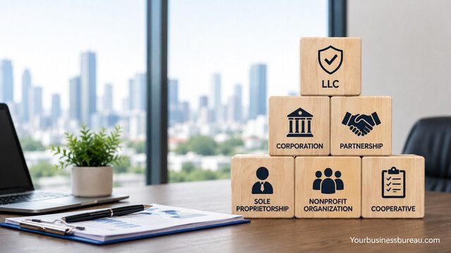 Business entity search and company legal structure illustration