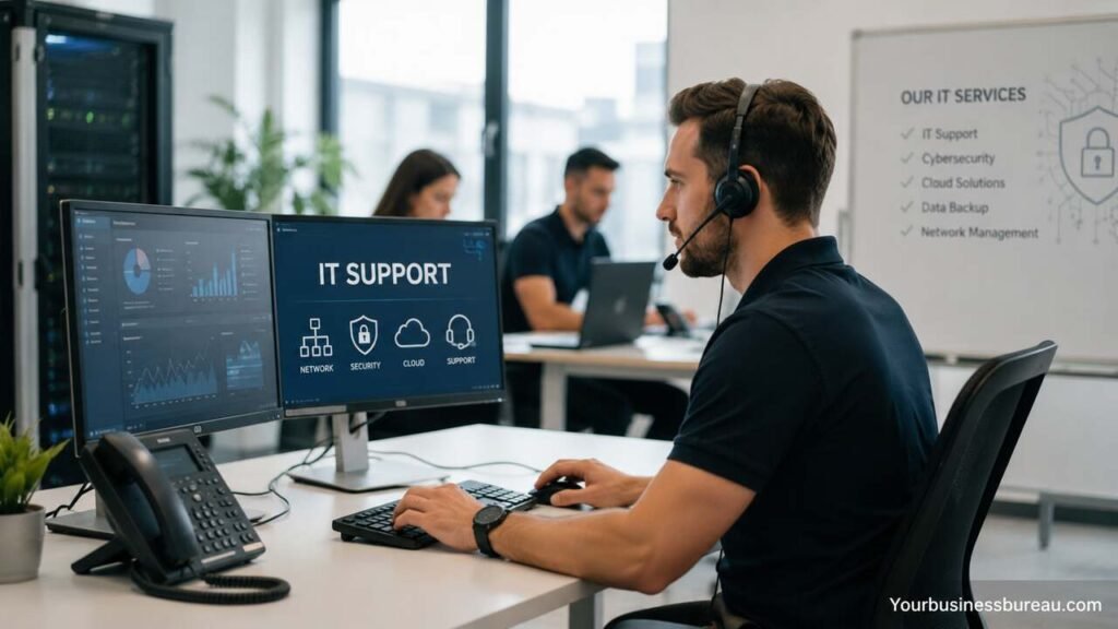 Business IT Support: Build Reliable Technology Operations for Growth, Security, and Productivity Business IT support specialist managing technology systems