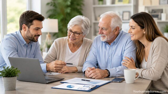 Senior business consultation with family members