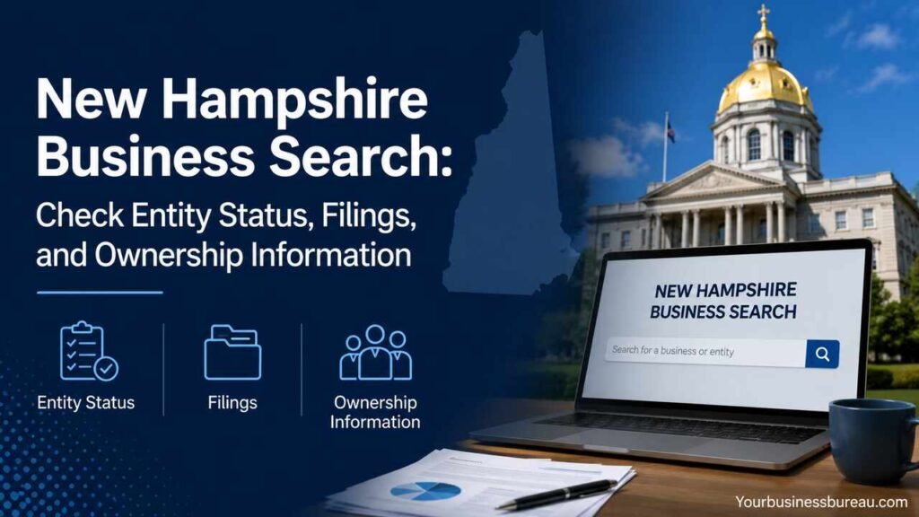 New Hampshire Business Search: Check Entity Status, Filings, and Ownership Information New Hampshire business search portal showing entity status and filing records