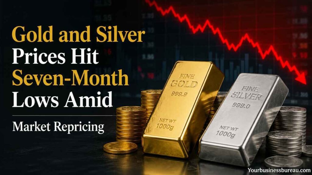 Gold and silver prices hit seven-month lows amid market repricing