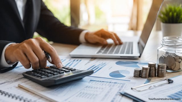 Professional business cash management and savings planning workspace