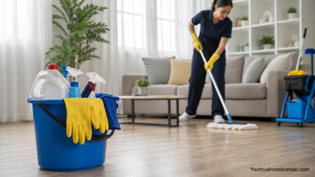 Professional cleaner providing outstanding home cleaning services